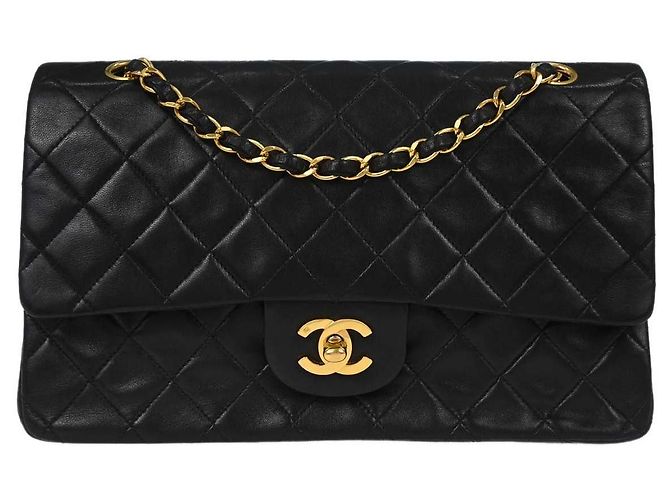 Classique Chanel Timeless - Classic Double Flap Bag Leather medium Noir