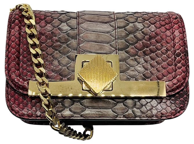 Kiton Crossbody-Abendtasche aus Pythonleder mit lila Ombré-Effekt
