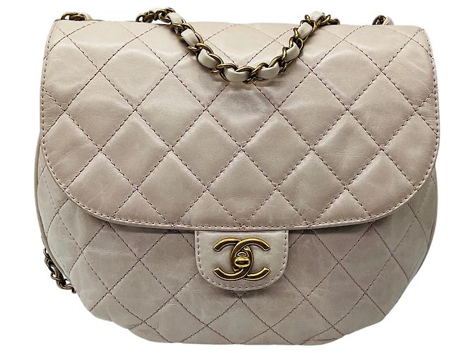Bolsa Chanel Bubble Flap em couro envelhecido acolchoado lilás claro Roxo