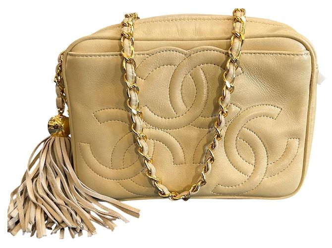 1994 Chanel Triple CC Lambskin Tassel Chain Camera Shoulder Bag