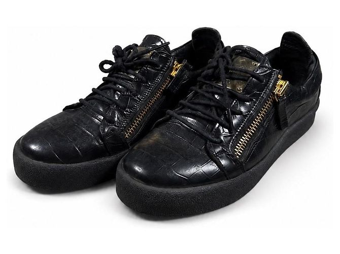 Giuseppe Zanotti Sneaker Pelle Nera Croco Nero