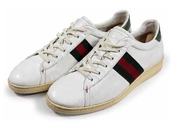 Sneakers Gucci Ace Basse Pelle Bianca Bianco Rosso Verde