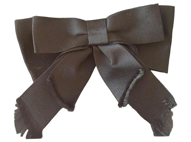 Spilla a fiocco in seta nera Chanel Nero 