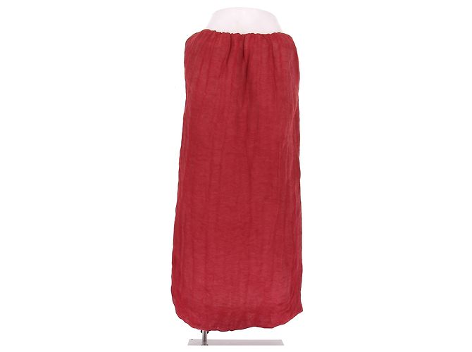 Falda larga roja de lino Khaite