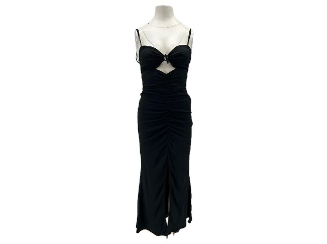 Vestido longo Longchamp de seda preto