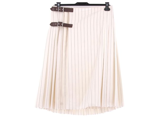 Kilt de rayas blancas Jean Paul Gaultier Blanco