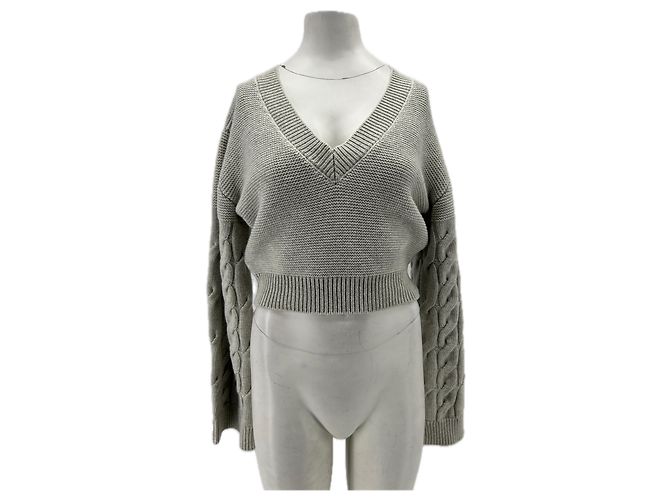 Autre Marque ATTIRE Wollpullover mit V-Ausschnitt Grau S 