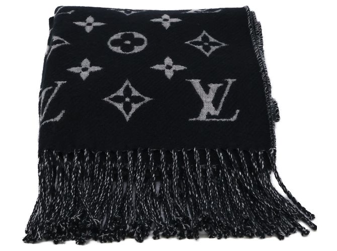 Echarpe de lã e cashmere Louis Vuitton Marrom Preto