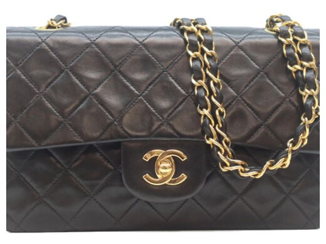Borsa a Spalla Chanel Lambskin Double Flap Nero