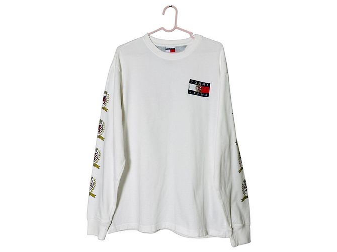 Autre Marque Tommy Jeans Weißes Baumwoll-Sweatshirt mit Crest-Logo