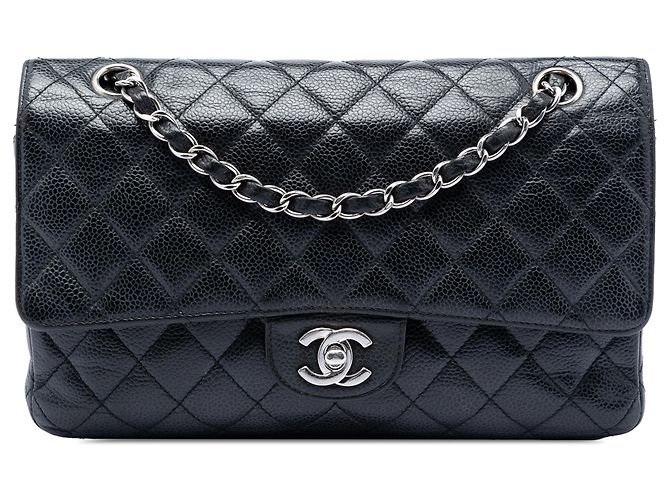 Chanel Black Medium Classic Caviar Double Flap Noir