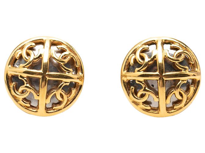 Boucles d'oreilles clips Chanel Gold CC plaqué or Doré