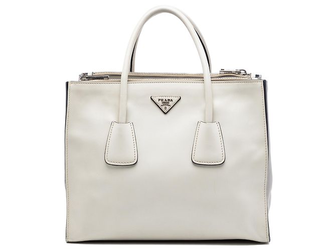 Bolsa Prada White Glace Calf Twin Pocket Double Handle Branco