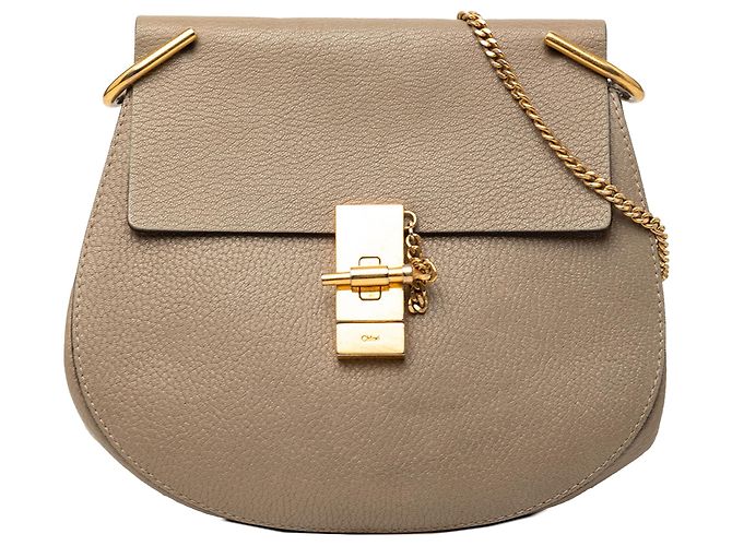 Chloé Bolsa transversal Drew em couro de bezerro granulado marrom Taupe