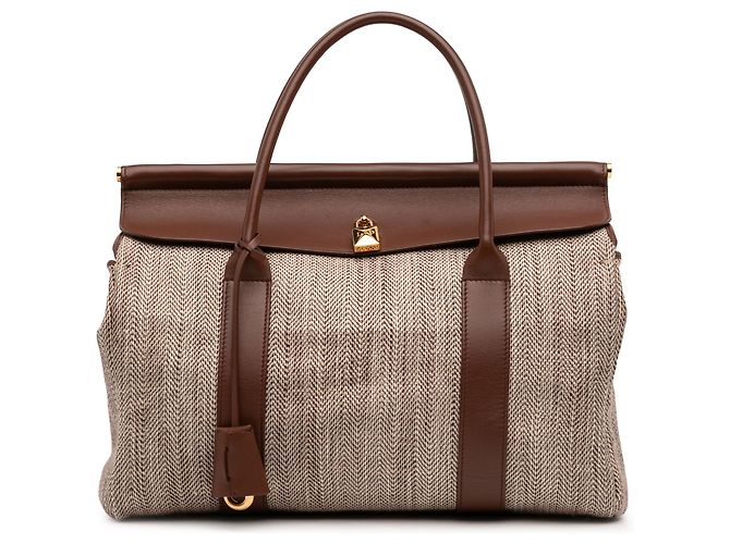 Loro Piana Toile Herringbone e Pelle Beige Loom L32