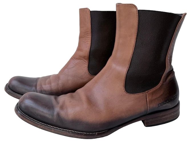 Dsquared2 Bottines Chelsea en cuir marron