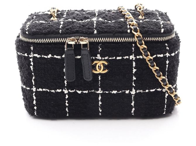 Borsa a tracolla vanity Chanel Coco Mark Nero Bianco