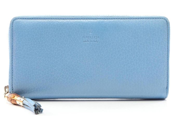 Cartera larga redonda Gucci Bamboo en azul
