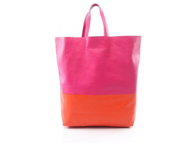 Céline Celine Horizontal Cabas Tote Bag Pink Orange 
