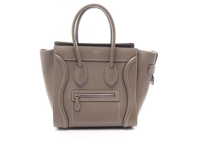 Céline Bolsa Celine Luggage Micro Shopper Bege