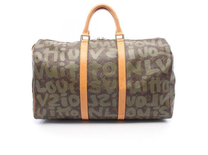 Bolsa Boston Louis Vuitton Keepall 50 Marrom Caqui