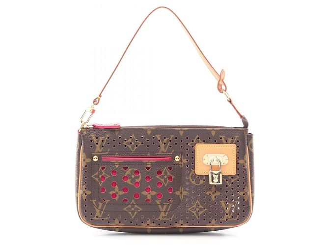 Louis Vuitton Pochette Accessoires Handtasche Braun Pink Fuschia