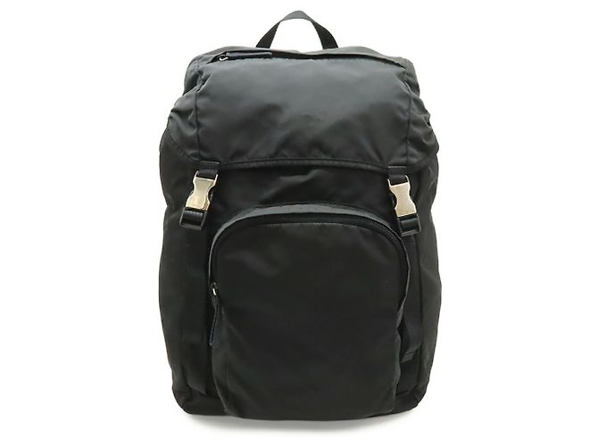 Prada Triangle Backpack in Black Nylon
