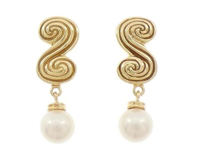 Boucles d'oreilles Tiffany & Co. en or jaune 18K et perles Akoya