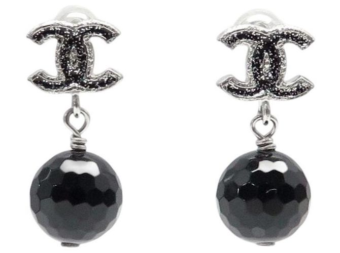 NUOVI ORECCHINI CHANEL MINI PENDENTI LOGO CC STRASS E PERLE Argento
