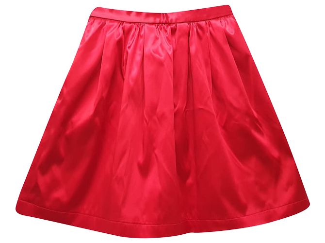 MSGM Mini A-Line Skirt in Red Acetate