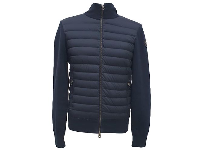 Moncler Steppstrickjacke mit Reißverschluss aus Polyamid in Navy Blau