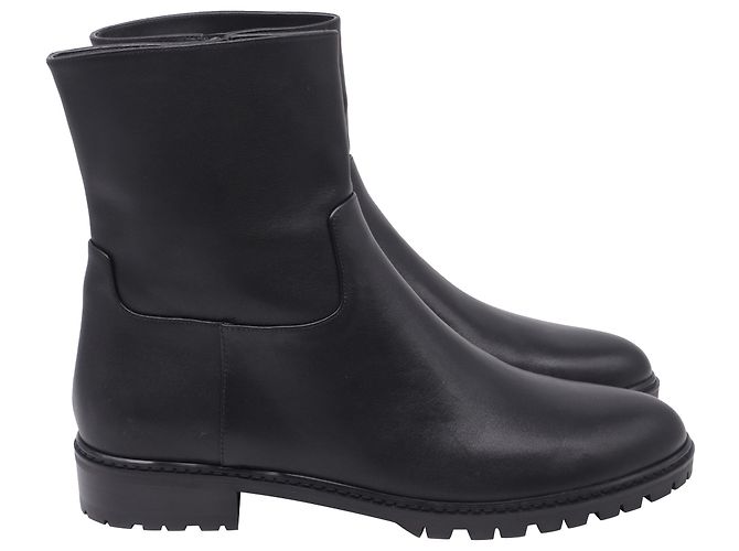 Stuart Weitzman City Zip Stiefeletten aus schwarzem Leder