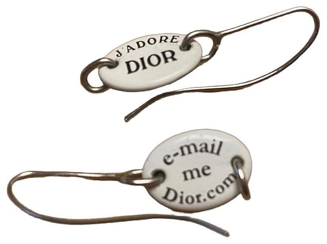Dior J'adore Dior und e-mail me Dior.com Emaille-Ohrringe Schwarz Weiß