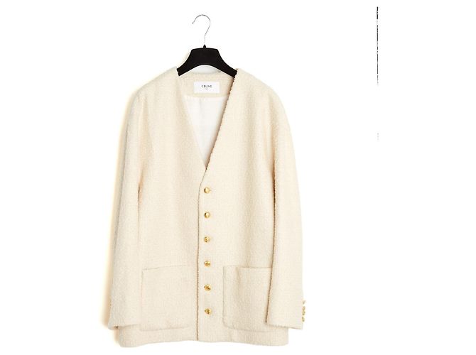 Céline Celine Hedi Slimane Oversize Kaschmir-Bouclé Jacke Roh