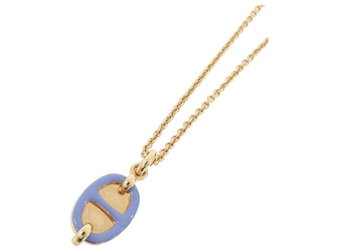 Hermès Collar Hermes Mini Maillon PM 100053FO Azul Dorado