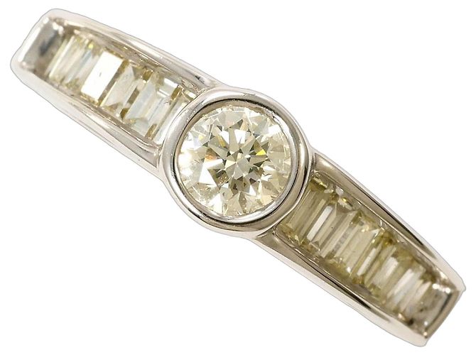 Autre Marque Anel de aliança em ouro branco 18K e diamantes amarelos Dourado
