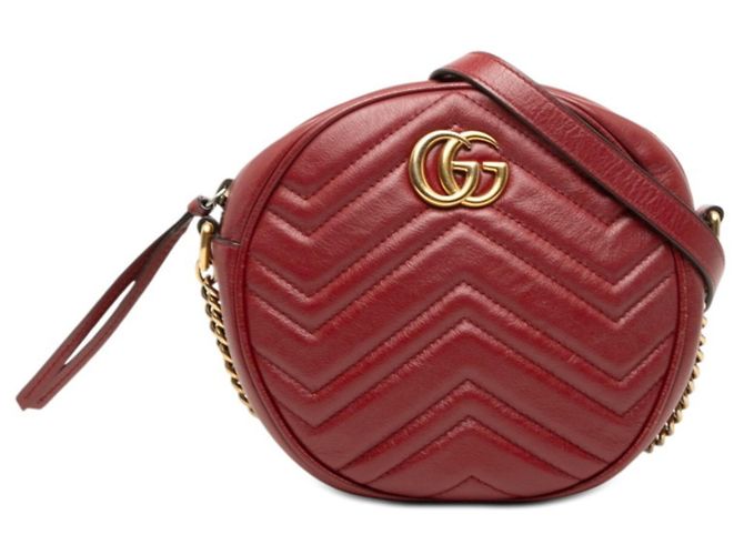 Bolsa de ombro Gucci GG Marmont acolchoada com corrente Vermelho