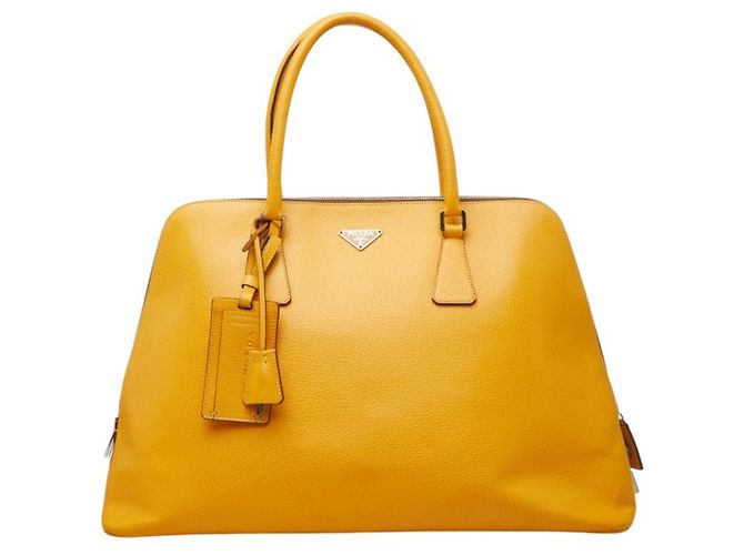 Borsa Boston in pelle gialla Prada Giallo