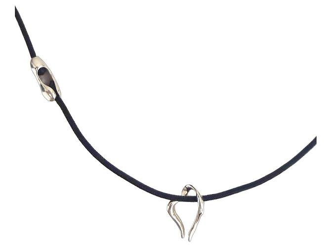 Autre Marque MINAS Darling Heart Collana in Argento 925 e Cordino Nero Multicolore