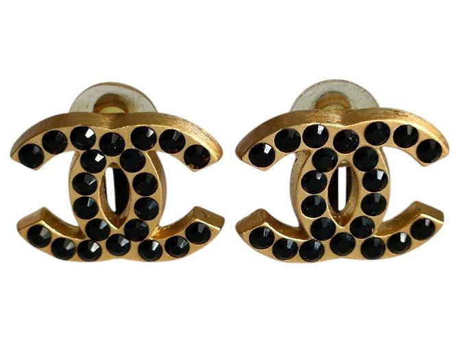 Chanel 01A Coco Mark Gold Clip-Ohrringe Golden