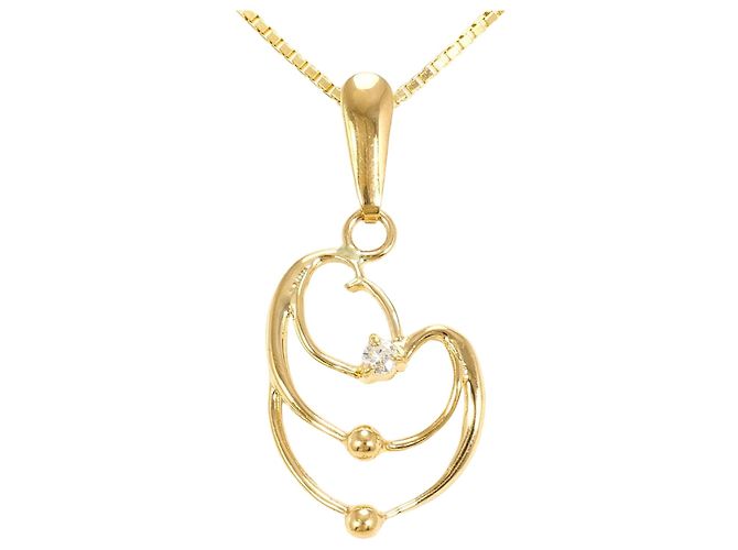 Autre Marque 18K Gelbgoldhalskette mit Diamant Golden