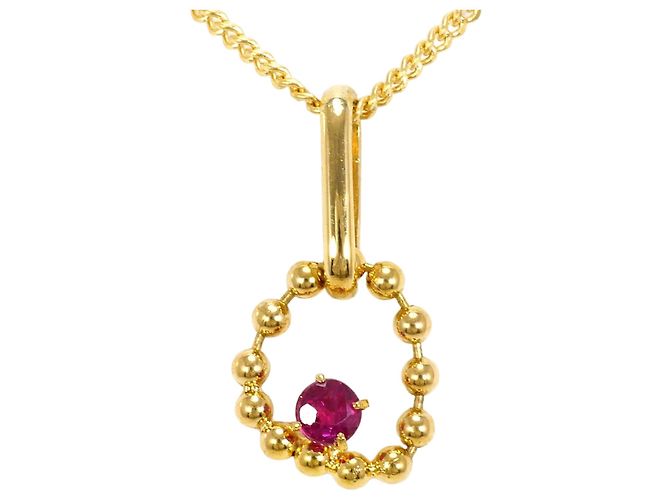 Autre Marque Collar de oro amarillo de 18K con rubí Dorado