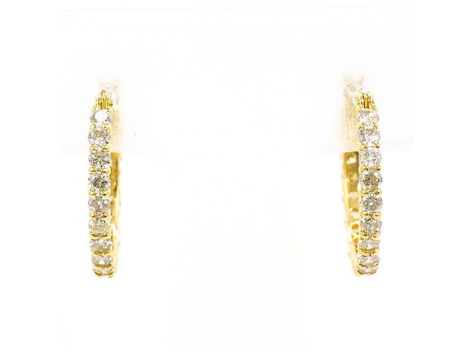 Autre Marque Orecchini a cerchio in oro giallo 18K e diamanti D'oro