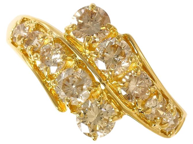 Autre Marque 18K Gelbgold-Ring mit braunem Diamanten Golden