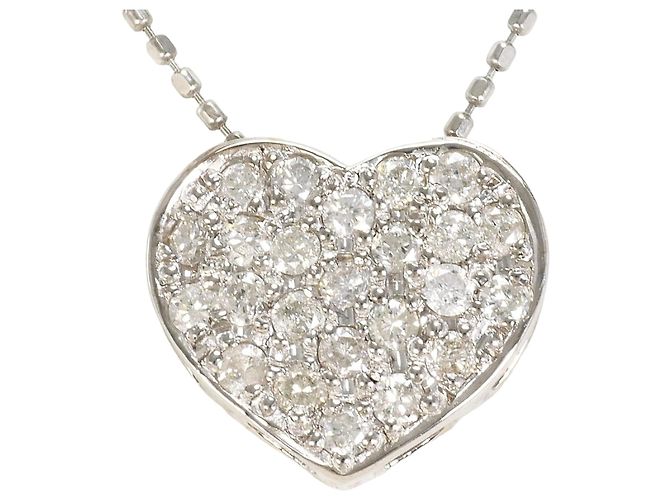Autre Marque Colar de ouro branco 18K com diamante Dourado
