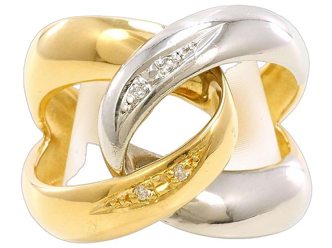 Autre Marque Platin- und Gelbgold-Ring mit Diamant Golden