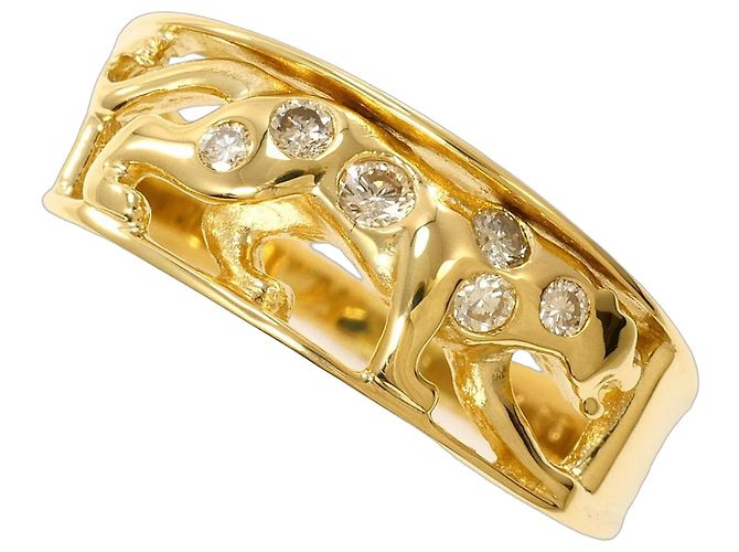Autre Marque 18K Gelbgold-Ring mit Diamant Golden