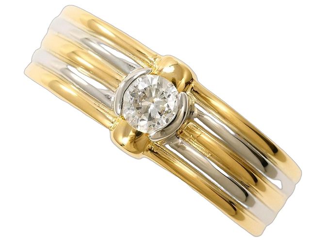 Autre Marque Platin- und Gelbgold-Ring mit Diamant Golden