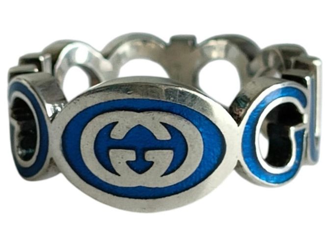 Gucci Interlocking GG Logo Silver Ring
