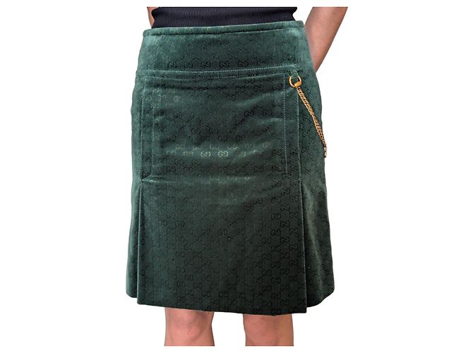 Gucci GG Monogramm Midirock aus grünem Samt